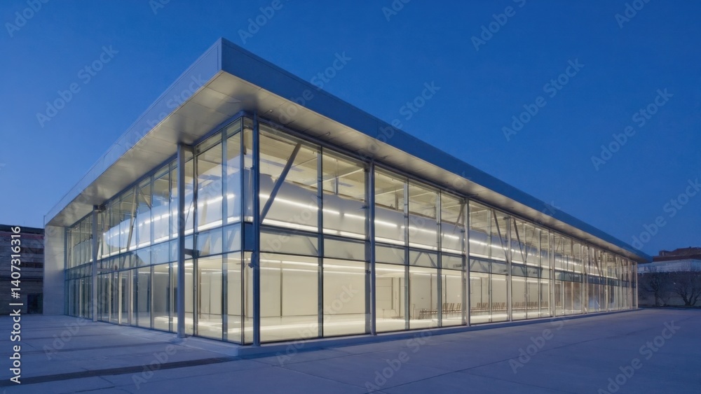 This image showcases a modern minimalist building design. The structure features a glass facade and sleek concrete lines, reflecting a contemporary architectural style. This image showcases a modern minimalist building design. The structure features a glass facade and sleek concrete lines, reflecting a contemporary architectural style.
