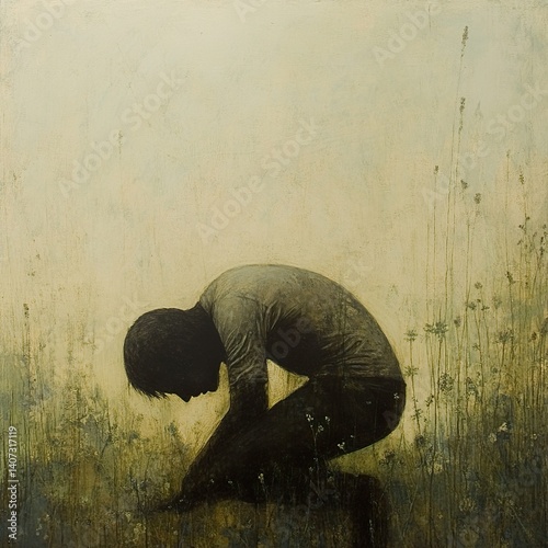 Man's Sorrowful Moment in Nature