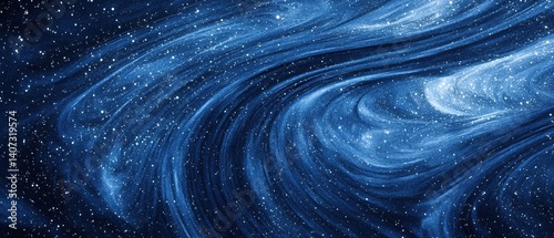 Cosmic Nebula Swirl in Deep Blue - Celestial Starry Sky Background with Ethereal Glow for Sci-Fi Book Covers, Astronomy Posters, Digital Art Projects, Space-Themed Designs and Mysterious Universe Visu