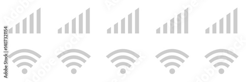 Battery, WiFi, and mobile network icons in a clean, minimal style. Ideal for apps, UI/UX, and digital interfaces. Battery icon set,
 wifi icons set. Network of vector illustration.