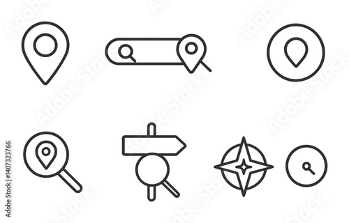 outline vector icons of permissions settings: app permissions, camera access, location access, microphone use, background activity, notification access, contacts access, storage permission. No text.