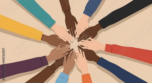Diverse hands together unity teamwork partnership collaboration community support