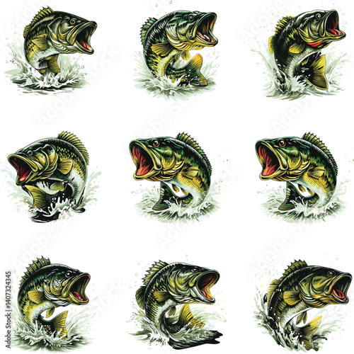 Big bass fish vector cartoon for t shirt 