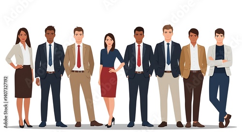 Diverse business team vector illustration for corporate website design