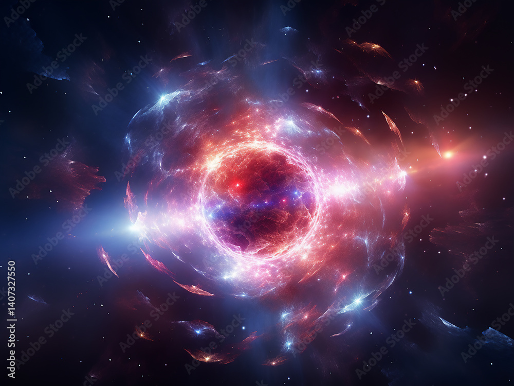 Obraz premium Bright particles in a planetary aurora dance through the atmosphere, glowing with cosmic light