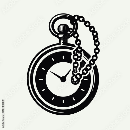 Pocket Watch Chain Silhouettes in black on a white background