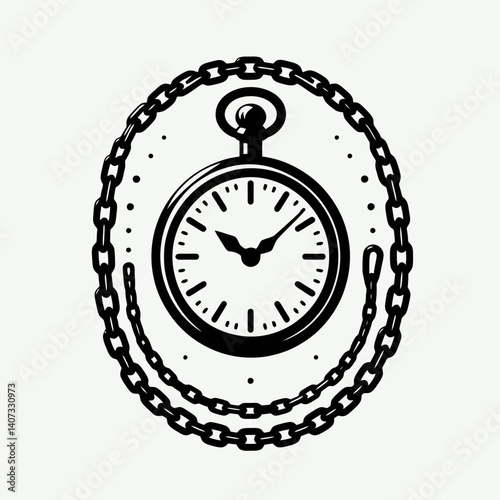 Pocket Watch Chain Silhouettes in black on a white background
