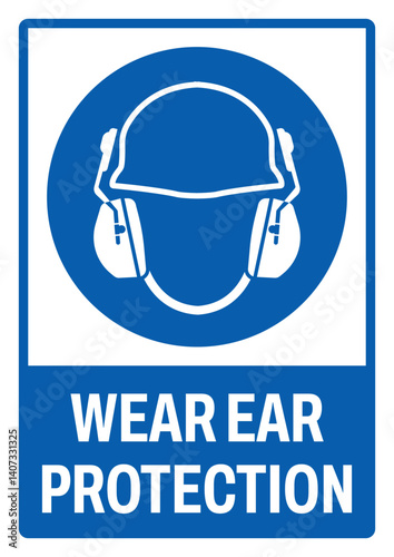 mandatory safety signs v2 uppercase text_wear ear protection portrait size a4/a3/a2/a1	 