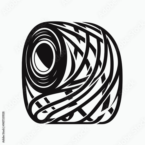 Plastic Wrap Roll Silhouettes in black on a white background