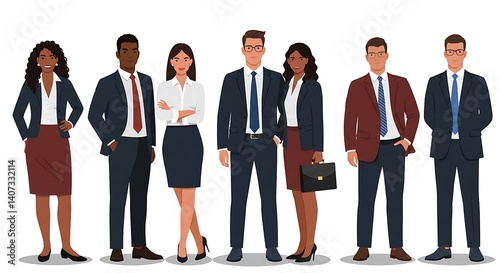 Diverse business team professional corporate group vector illustration