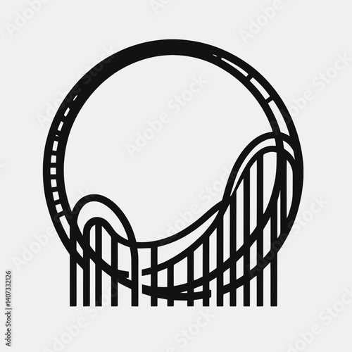 Roller Coaster Loop Silhouettes in black on a white background