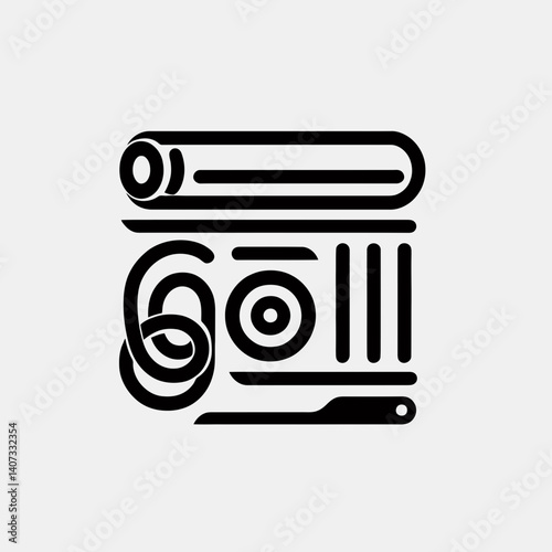 Plastic Wrap Roll Silhouettes in black on a white background