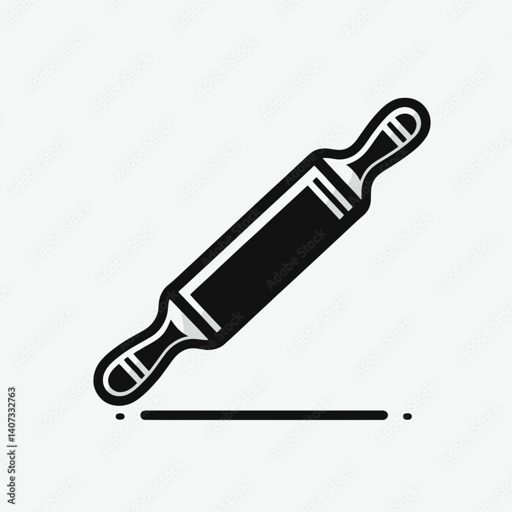 Rolling Pin Handle Silhouettes in black on a white background Rolling Pin Handle Silhouettes in black on a white background
