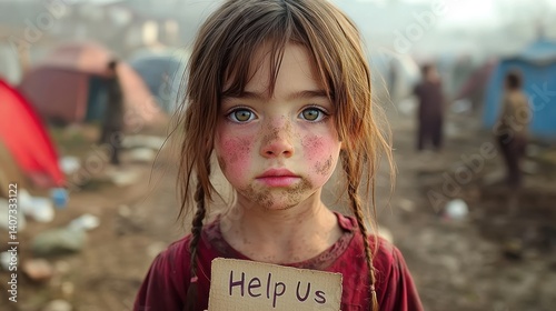 Young girl in need, pleading for help