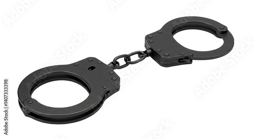 A Close-Up View of Black Handcuffs Highlighting Their Design and Structure Against a Dark Background