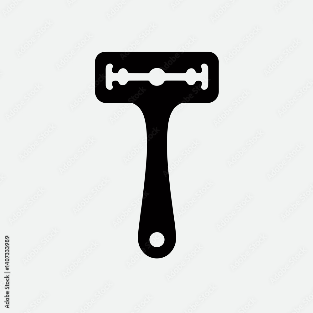 Razor Handle Silhouettes in black on a white background Razor Handle Silhouettes in black on a white background
