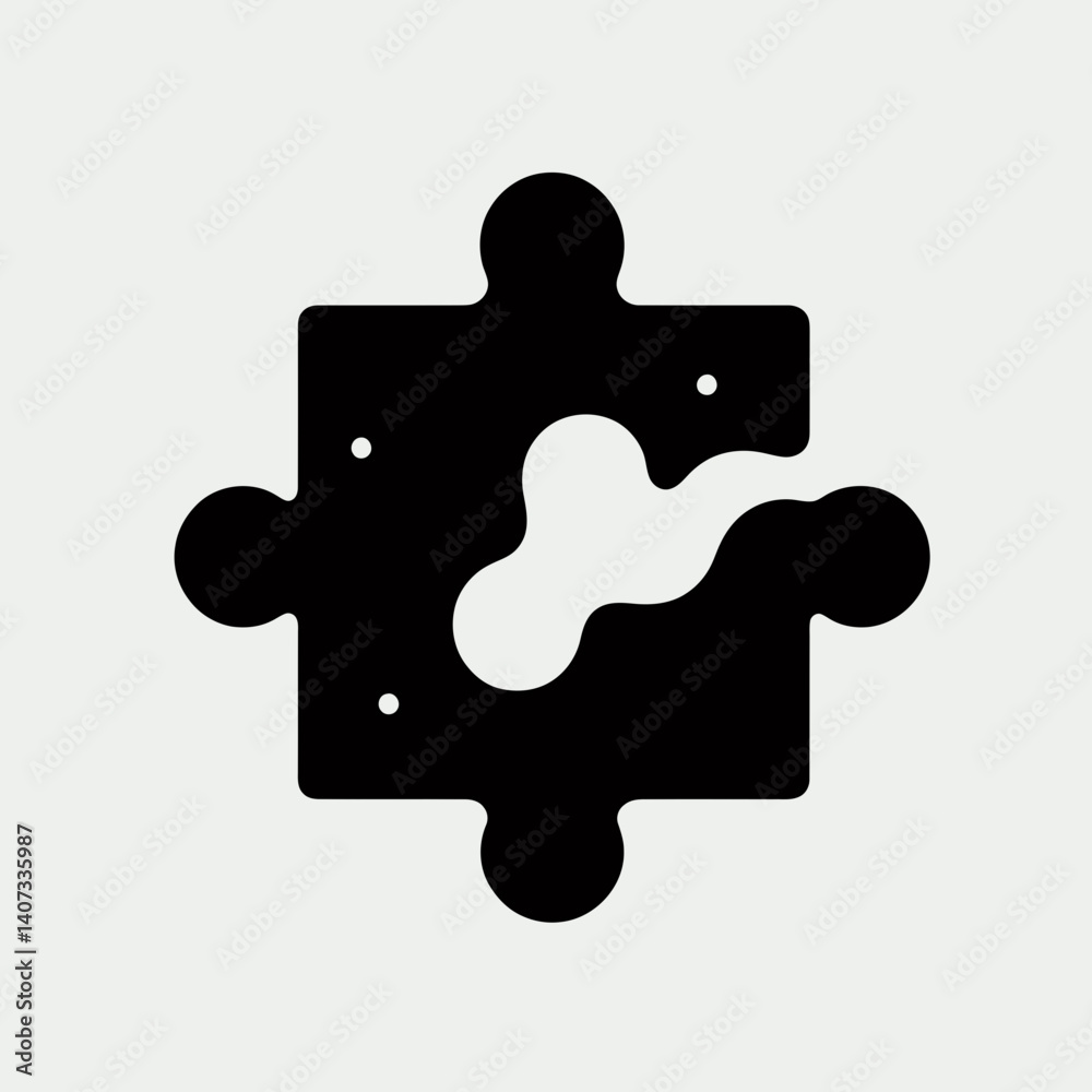 Puzzle Piece Tab Silhouettes in black on a white background Puzzle Piece Tab Silhouettes in black on a white background
