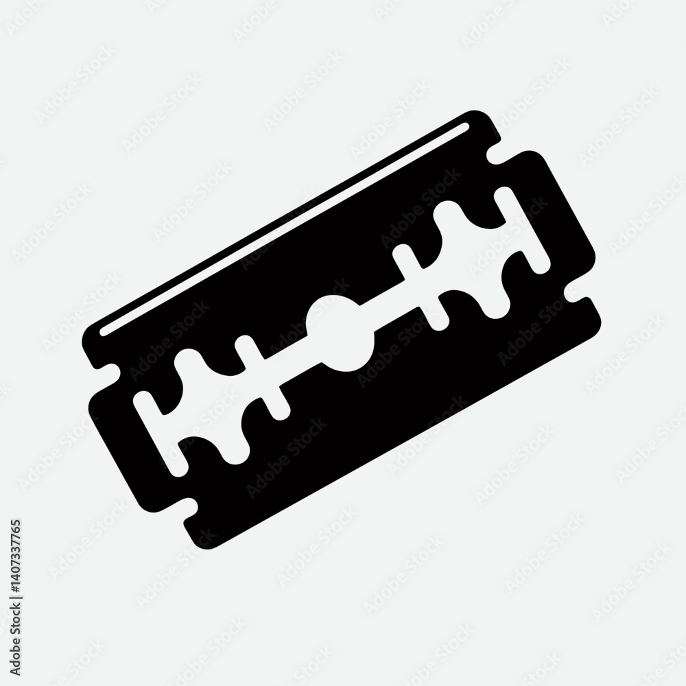 Razor Blade Silhouettes in black on a white background Razor Blade Silhouettes in black on a white background