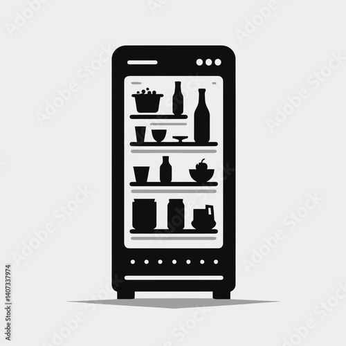 Refrigerator Shelf Silhouettes in black on a white background