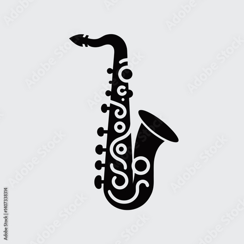 Saxophone Mouthpiece Silhouettes in black on a white background
