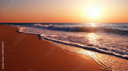 Wallpaper Mural Sunrise beach waves golden hour tranquil scene Torontodigital.ca