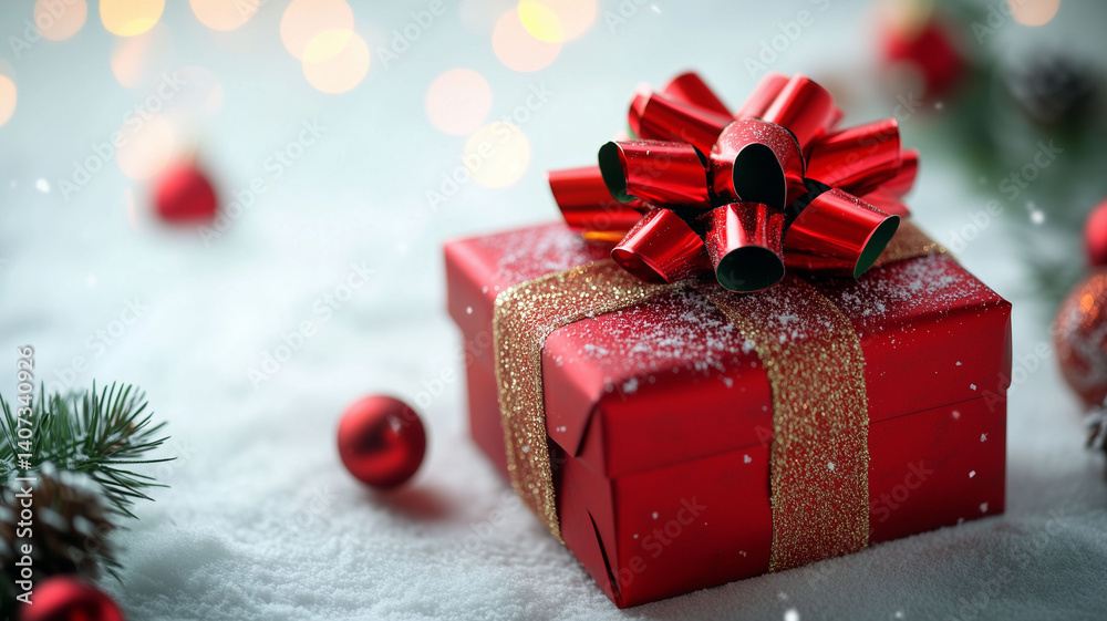 Elegant Christmas Gift Box with Shiny Bow on a White Surface Captured in High-Quality Lighting (4) Elegant Christmas Gift Box with Shiny Bow on a White Surface Captured in High-Quality Lighting (4)