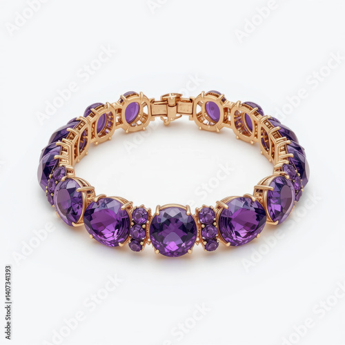 stunning amethyst bracelet featuring large faceted purple stones set in luxurious gold band, perfect for elegant occasions