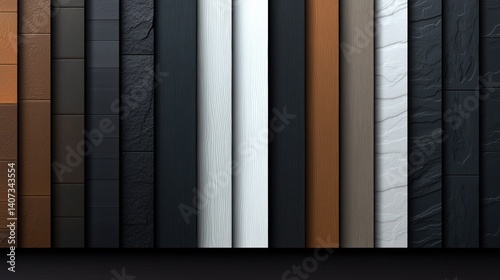 Exterior siding samples, various colors and textures, displayed on a rack, showcasing material options for home construction