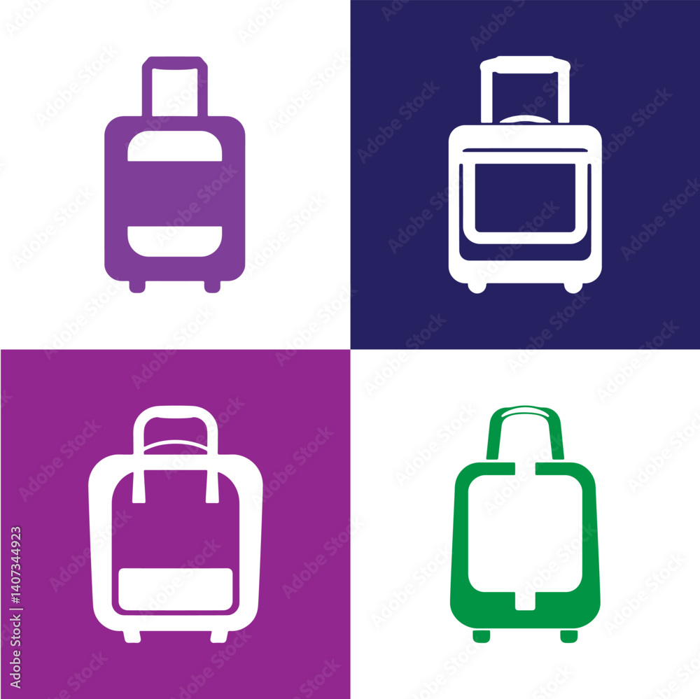 Professional Suitcase Icons Silhouette Vector Illustration