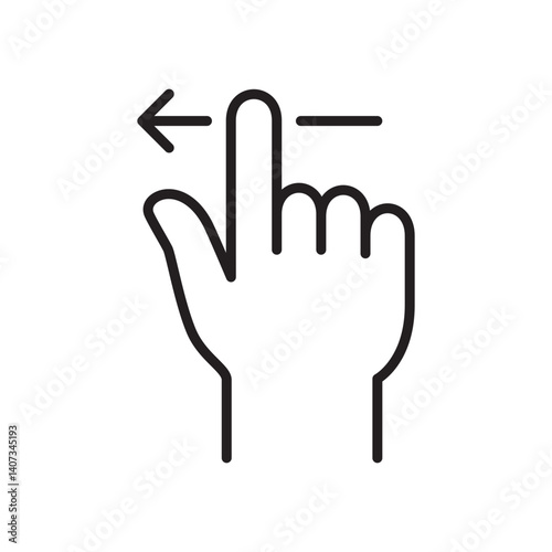 Swipe to left touch screen gesture icon. Thin line icon.  Vector illustration