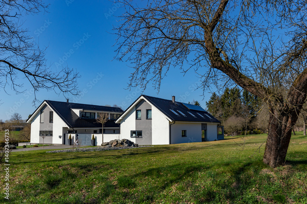 Modern rural house in a European village