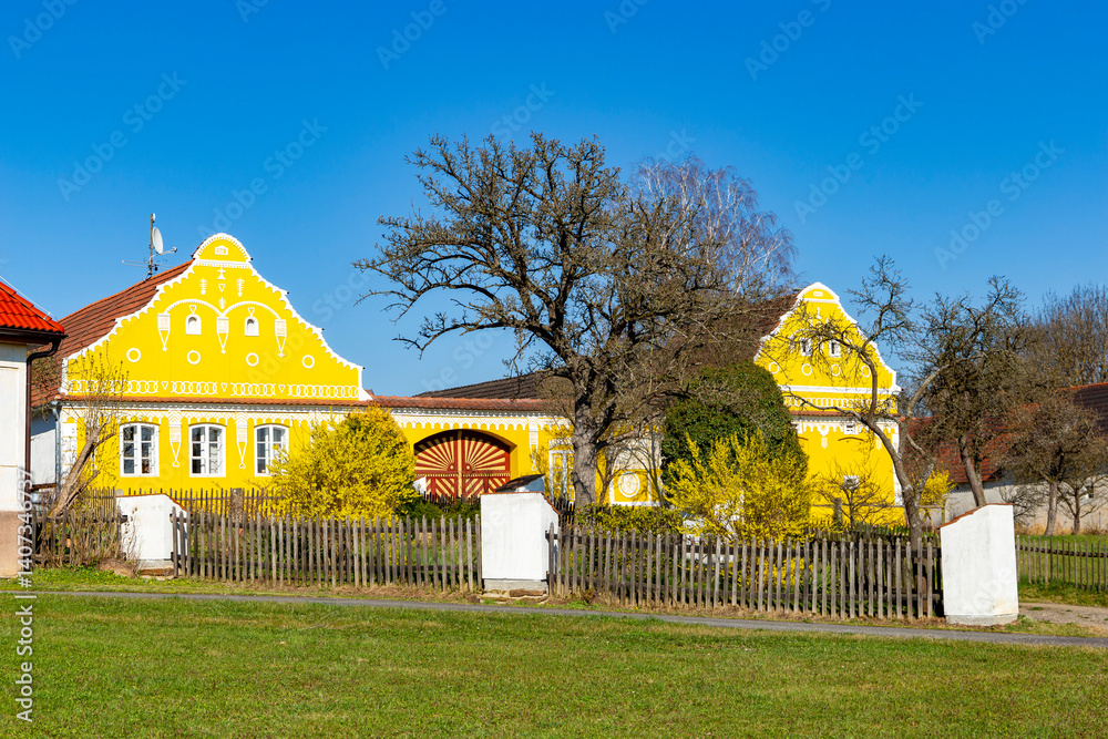 Historic houses in a European village in spring