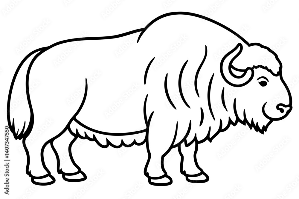 Obraz premium Musk Ox Elegant Linework