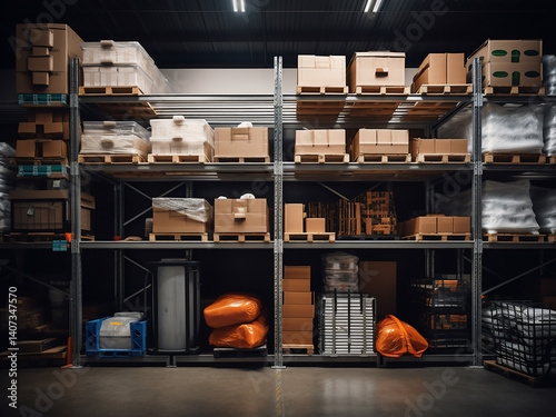 Raw material storage with systematic organization and digital inventory tracking for production