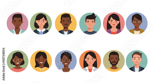 Diverse team avatars vector illustration for business and social media use