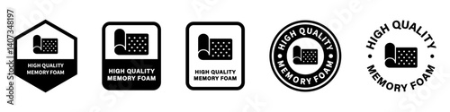 Memory Foam - high quality comfort. Vector sign for information labeling.