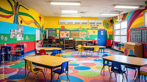 Wallpaper Mural colorful empty classroom with desks Torontodigital.ca