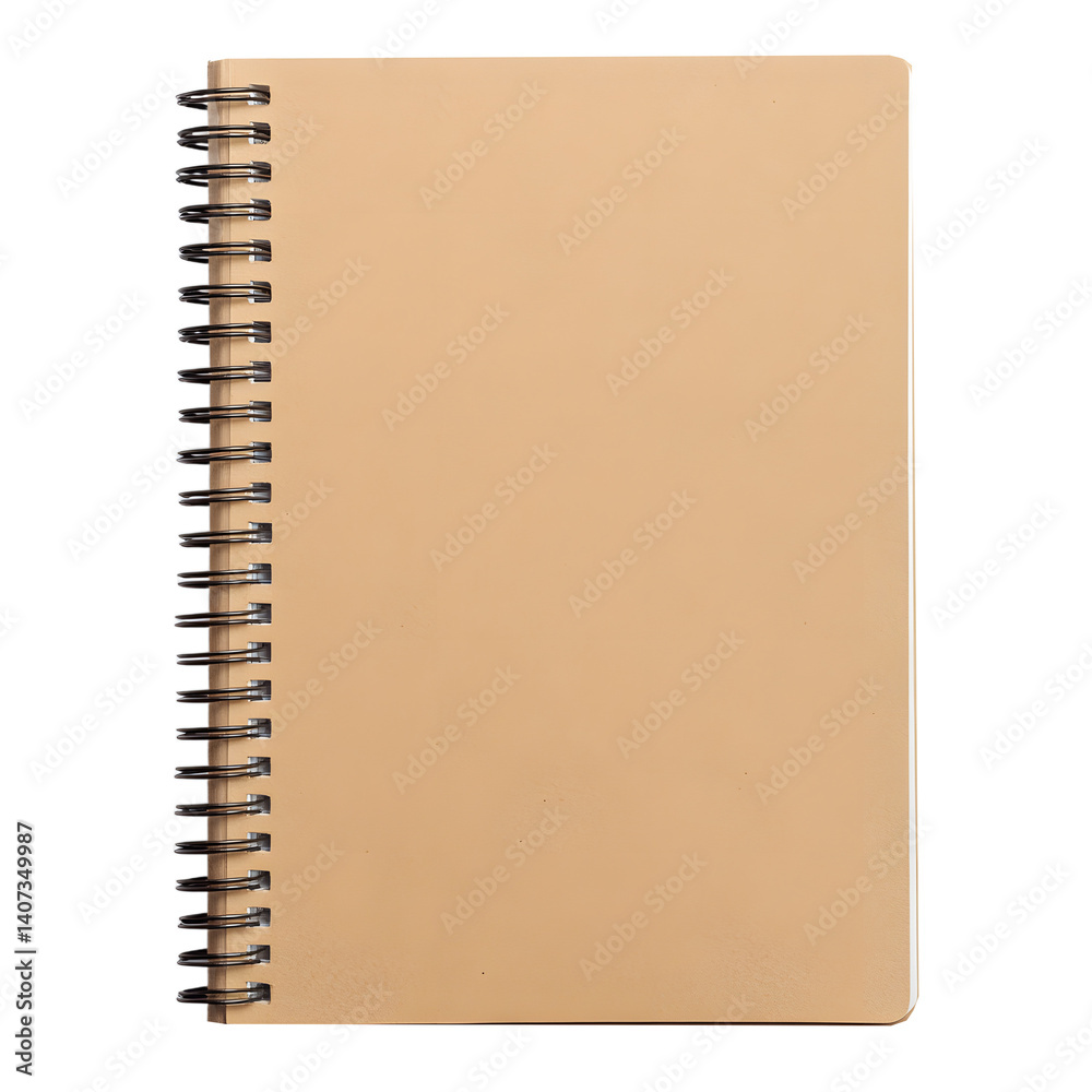 Blank Beige Spiral-Bound Notebook on Transference Background Blank Beige Spiral-Bound Notebook on Transference Background