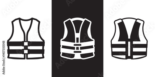 Professional Life Vest Icons Silhouette Vector Illustration