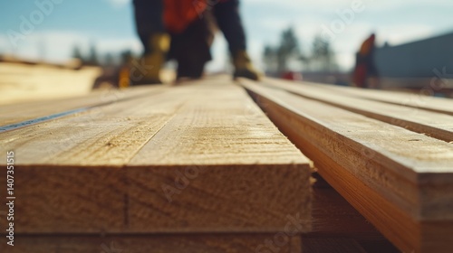 Construction laborer measuring materials for cutting. Featuring accuracy and focus