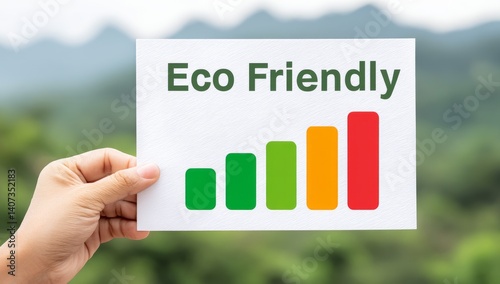 Hand Holding Energy Efficiency Chart with Eco-Friendly Colors and Symbols for Environmental Awareness