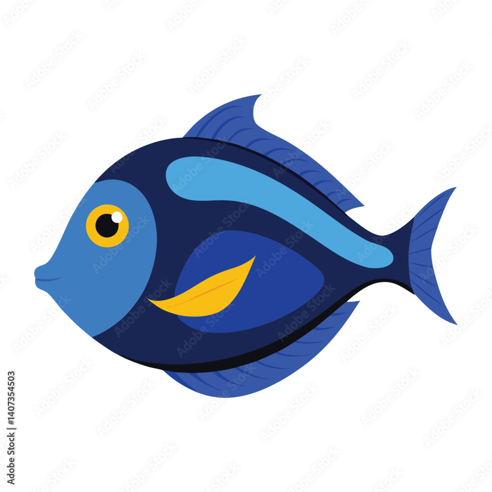 Obraz premium blue tang on white background