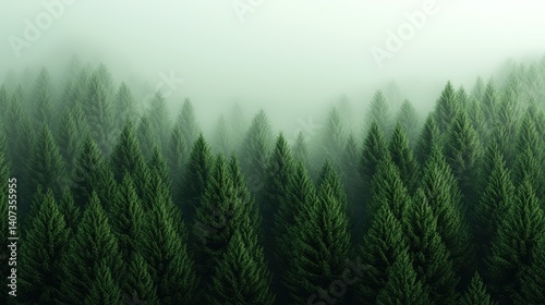 Misty forest canopy