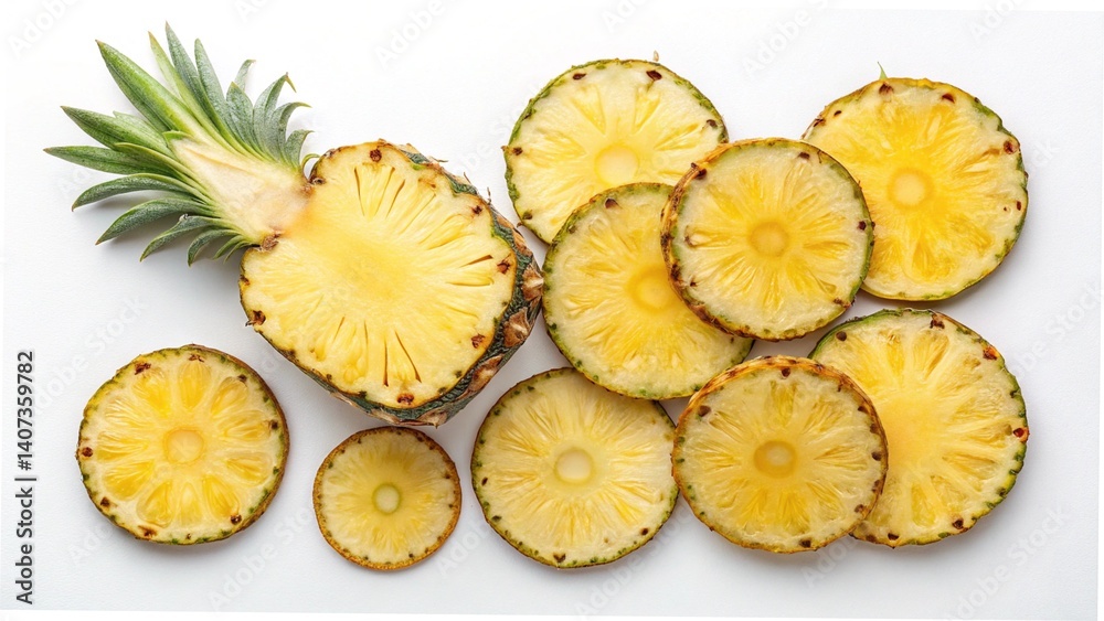 pineapple slices isolated on white background pineapple slices isolated on white background