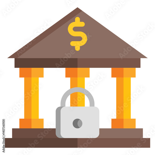  Bank, recession, bankrupt, crisis, financial Icon, Flat style icon vector illustration, Suitable for website, mobile app, print, presentation, infographic and any other project.