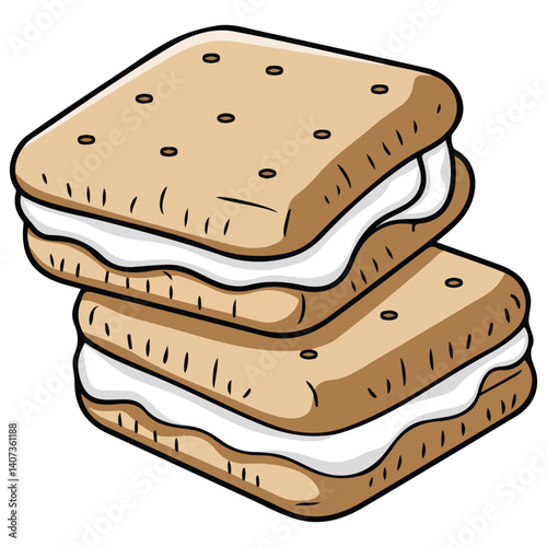 classic s'mores dessert chocolate marshmallow crackers isolated vector illustration on white background