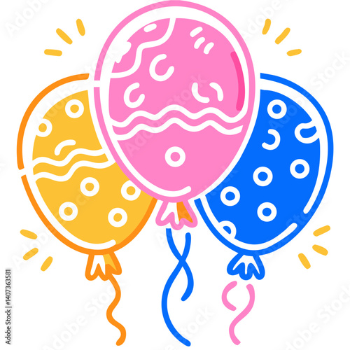 Colorful Balloons Celebrating Party Festivities on White Background  