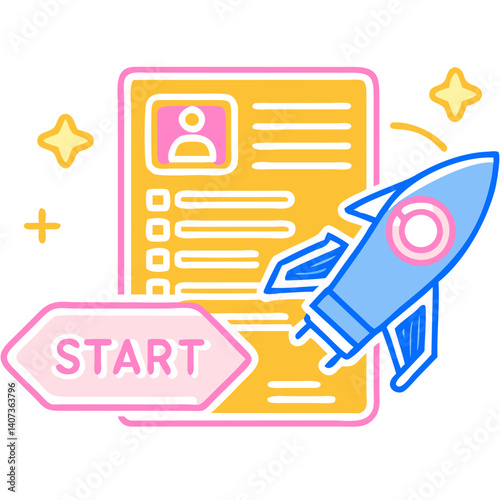 Transparent child icon for a mobile game with a rocket launch  