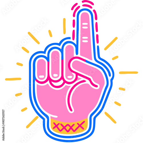 Transparent child icon for a mobile game - colorful hand pointing  