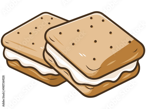 graham crackers melted marshmallow chocolate layers isolated vector illustration on white background